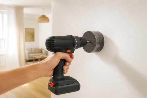 Collecteur de poussière compact utilisé pendant le perçage d'un mur